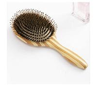 Afro Comb Bamboo Hair Brush Salon Tools Round Boar Bristles Bamboo Comb Massage Hair Comb for Girls Hair Beauty Care Comb(Boar mix nylon)