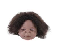 Afro Curly Mannequin Head Human Hair Black Skin Resin PVC Realistic Doll Cosmetology Mannequin Head