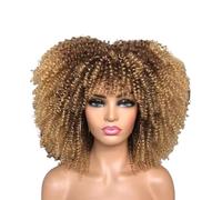 Afro Curly Wig with Bangs Synthetic for Black Women Heat Resistant Short Kinky Wigs Beautiful