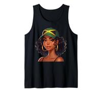 Afro Cute queen Jamaican Black Girl Jamaica Flag Tank Top