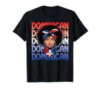 Afro Dominican Republic Girl Bandana Proud Dominican Flag T-Shirt