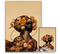 Afro Floral Portrait of A Woman 1000 Piece Jigsaw Difficult Puzzles for Adults Perfect for Teenagers Family Bonding Brain Teaser & DIY Home Decor Gift 1000 PCS(38x26cm)