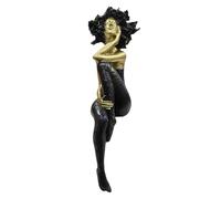 Afro Girl Figurine - Elegant Resin Statue Decoration, Handmade Decorative Artistic Sculpture | Modern Black Woman Ornament, Aesthetic Room Display For Table Table