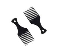 Afro Hair Comb Hair Pick Comb Plastic Afro Pick Hair Comb Smooth Hair Pick Comb Plastic Wide Tooth Hair Pick Comb Hairdressing Styling Tool for Natural Curly Hair Style (Black_2pc)