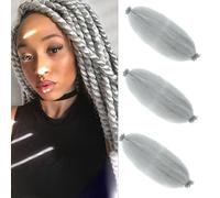 Afro Hair Extensions 20 Inch 3 Packs Pre Sponge Elastic Hair Extensions for Black Women (20 inch, Grey)