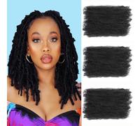Afro Kinky Curly Braiding Bulk Hair 12 Inch 3 Packs Marley Twist Hair Bulk for Dreadlock Extensions Spring Afro Twist Hair Bulk for Mini Twist Repair Locs (1B#, 12 Inches)