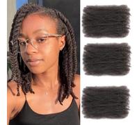 Afro Kinky Curly Braiding Bulk Hair 16 Inch 3 Packs Marley Twist Hair Bulk for Dreadlock Extensions Spring Afro Twist Hair Bulk for Mini Twist Repair Locs (4#, 16 Inches)