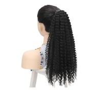 Afro Kinky Curly Coily Natural Hairstyle For Black Women Synthetic Short Hair Extension Ponytail (20 inch) Hair Extension for Daily Use(1B)