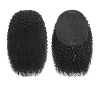 Afro Kinky Curly Drawstring Pontail Extension,Human Hair for Black Women,Brazilian Virgin Puff Ponytails,Natural for Daily Use(24 inch)