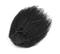 Afro Kinky Curly Hair Ponytail Extensions Clip in Drawstring Ponytail Human Hair Extensions Mongolian Kinky curly Hair Pieces for Daily Use(16inch(105g))