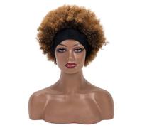 Afro Kinky Curly Headband Synthetic Wig for Black Women Natural Puff with Bangs Adds Volume(1B30)
