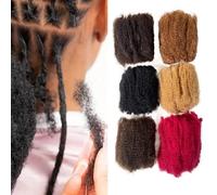 Afro Kinky Curly Human Hair Bulk, 2Pack 8Inch Wigs 50 Gram Per Bundle Braiding Bulk Hair for Twist & Repair Locs Woman Man(8inch-613#-50g)