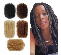 Afro Kinky Curly Human Hair Bulk, 2Pack 8Inch Wigs, 50 Gram Per Bundle Soft Light Weight for Sister Locs/Mini Twists/Braids/Woman/Man(8inch-613#-50g)