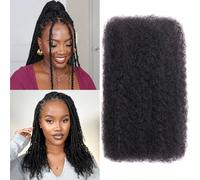 Afro Kinky-Curly Human Hair Bulk Dreadlock Extensions Marley Twist Hair Human Hair Extensions 50 Gram 4c Human Braiding Hair Extensions Afro Kinkyhair for Braiding (#1B, 16 Inch(Pack of 1)
