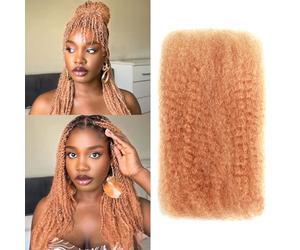 Afro Kinky-Curly Human Hair Bulk Dreadlock Extensions Marley Twist Hair Human Hair Extensions Human Braiding Hair Extensions Afro Kinkyhair for Braiding (#27, 16 Inch（Pack of 1))