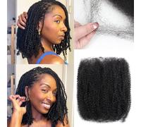 Afro Kinky-Curly Human Hair Bulk for Dreadlock Extensions Marley Twist Hair Human Hair Extensions 4C Mini Twist Human Hair Extensions Afro Kinkyhair for Braiding (1B#, 8 Inch (Pack of 1))