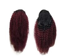 Afro Kinky Curly Ponytail Human Hair,Brazilian Virgin Hairs,Puff Drawstring Ponytails Extension for Black Women for Daily Use(1B 99j,18 inch)