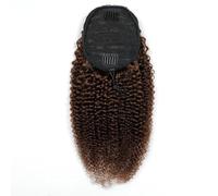 Afro Kinky Curly Ponytails Human Hair, 150 Density, Brazilian Virgin Hairs Puff Drawstring Ponytail Extension for Black Women Hair Extension for Daily Use(Light Brown,22inch)