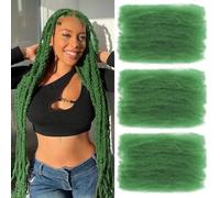 Afro Kinky Curly Synthetic Hair Bulk 3 Packs Marley Twist Hair Bulk for Dreadlock Extensions Spring Afro Twist Hair Bulk for Mini Twist Repair Locs (Dark Green#, 16 Inches)