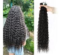 Afro Kinky Curly Synthetic Hair Bundles Soft Water Wave Organic Fake Hair Extensions Long Curls For Full Head 2 30inches 75cm#6 pcs