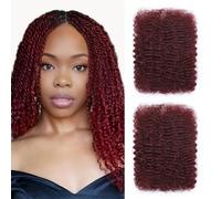 Afro Kinkys Bulk Human Hair 100g/Pack Burgundy Afro Twist Hair Braiding Hair for Permanent Micro Locs/Twists/Braids/Repair Locs 99J Color Curly Hair Extensions 18 Inch