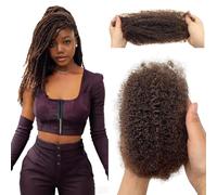 Afro Kinkys Bulk Human Hair 30g/pack for Dreadlock Making Micro Locs Twist Braiding Dreadlocks Extensions 1 Pack Locs Repair Mini Twists (18inch 4# Dark Brown)