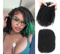 Afro Kinkys Bulk Human Hair 50g -100% Real Human Hair for Mini Twist, Braiding, Loc Extensions & Crochet, Kinky Curly Hair Bundles, Natural Afro Bulk for Dreadlocks(16inch)