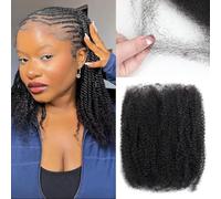 Afro Kinkys Bulk Human Hair for Dreadlock Extensions 3 Packs 150g/Pack Mini Twist Braiding Hair 4C Afro Kinky-Curly Human Hair Springy Twist for Repair Locs (1B#, 16 Inch (Pack of 1))