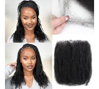 Afro Kinkys Bulk Human Hair for Dreadlock Extensions 3 Packs 150g/Pack Mini Twist Braiding Hair 4C Afro Kinky-Curly Human Hair Springy Twist for Repair Locs (1B#, 12 Inch (Pack of 1))