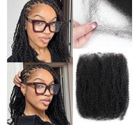 Afro Kinkys Bulk Human Hair for Dreadlock Extensions 3 Packs 150g/Pack Mini Twist Braiding Hair 4C Afro Kinky-Curly Human Hair Springy Twist for Repair Locs (1B#, 16 Inch (Pack of 3))