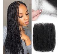 Afro Kinkys Bulk Human Hair for Dreadlock Extensions 3 Packs 150g/Pack Mini Twist Braiding Hair 4C Afro Kinky-Curly Human Hair Springy Twist for Repair Locs (1B#, 18 Inch (Pack of 1))