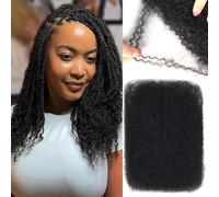Afro Kinkys Bulk Human Hair for Dreadlock Extensions Repair Locs 12 inch Natural Black Color, Twist Braiding Afro Kinky Human Hair for Locs 50g/Pack