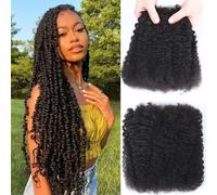 Afro Kinkys Bulk Human Hair for Dreadlocks Extensions Repair Locs, Twist Braiding Afro Kinky Human Hair for Locs 1 Pack 50 Gram Natural Black Color 18 inch