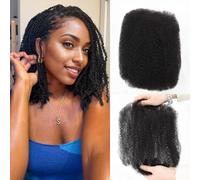 Afro Kinkys Bulk Human Hair for Twists 30g/Pack, Afro Kinky-Curly Human Hair Bulk Hair For Dreadlocks Extensions Bulk Human Braiding Hair Afro Kinky Twist Extensions Afro Kinky Curly (8 Inch)