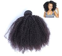 Afro kinkys Curly Human Hair, Unprocessed Natural Brazilian Curly Hair Weave Hair Extensions, Can Be Straightened, Curled, Bleached And Styled, Natural Color,12''
