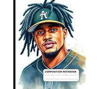 Afro Male Baseball Player With Dreadlocks Hairstyle Wide Ruled Composition Notebook: Baseball Notebook For Boys, Girls And Adults 7.5 Inches x 9.25 Inches 110 Pages