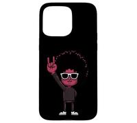 Afro Man Rock Hand Sign Retro Cool Character Graphic Funky Case for iPhone 15 Pro Max
