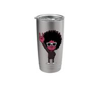 Afro Man Rock Hand Sign Retro Cool Character Graphic Funky Stainless Steel Insulated Tumbler