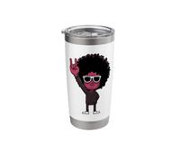 Afro Man Rock Hand Sign Retro Cool Character Graphic Funky Stainless Steel Insulated Tumbler