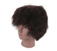 Afro Mannequin Head for Cosmetology Training - Resin PVC African Curly Wig Display Head Black Skin