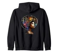 Afro Musical Cosmic Geometric Woman Art Zip Hoodie