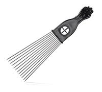 Afro Pick Comb Metal Wide Tooth Hair Pick Comb Coloring Wig Braid Hairdressing Styling Tool for Curly Hair Style, Black(Classic Style)