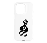 Afro Pick Raised Fist Peace Sign Black Pride Symbol Case for iPhone 15 Pro