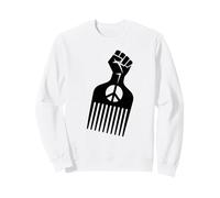 Afro Pick Raised Fist Peace Sign Black Pride Symbol Sweatshirt