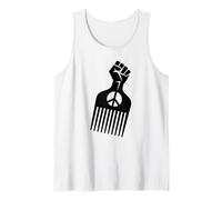Afro Pick Raised Fist Peace Sign Black Pride Symbol Tank Top