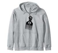 Afro Pick Raised Fist Peace Sign Black Pride Symbol Zip Hoodie