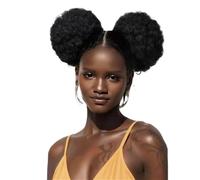 Afro Puff Clip On Human hair Drawstring Ponytail for Black Women,Ponytails Extension Short Kinkys Curly Bun Hairpiece Hair Extension for Daily Use(6inch)