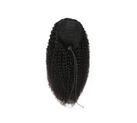 Afro Puff Drawstring Ponytail Bun for Black Women Brazilian Virgin Kinky Curly Clip In Ponytail Extension Human Hair Pieces Natural Color for Daily Use(14inches)