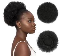 Afro Puff Drawstring Ponytail, Curly Bun Afro Puff Extensions, 8 Inch Large Natural Black Short Curly Hairpieces for Black Women