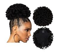 Afro Puff Drawstring Ponytail Hairpiece Synthetic Clip In Hair Dreadlock Extension For Black Women Curly Updo Faux Locs Bun Elegant or Chic Look(Large 2)
